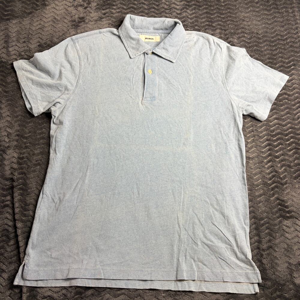 Buck Mason L013 Polo Shirt size XL Indigo Dipped Short Sleeve